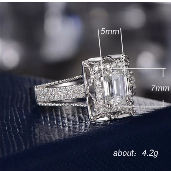 princess engagement wedding anniversary ring SZ 7 - Picture 2 of 5